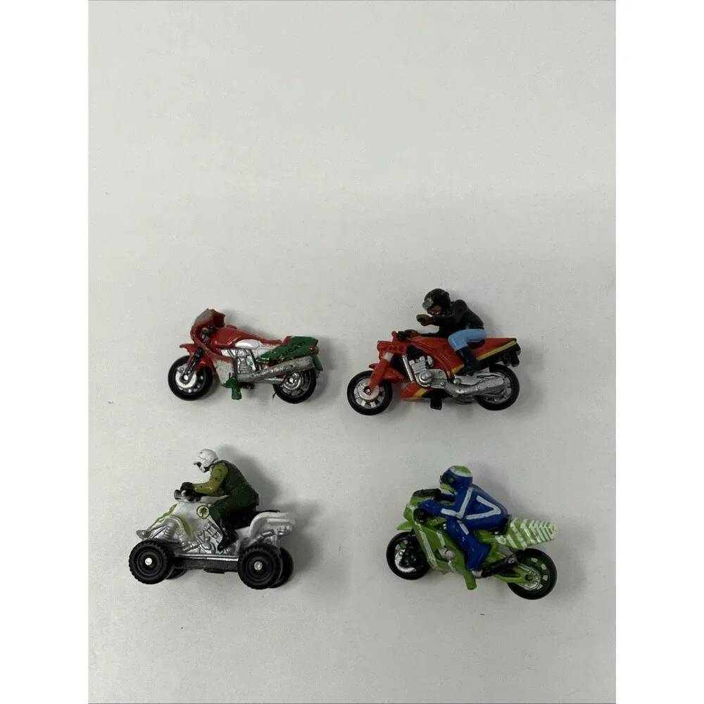 Vintage Galoob Micro Machines White Green Quad Racer ATV & Motorcycles Lot Of 4
